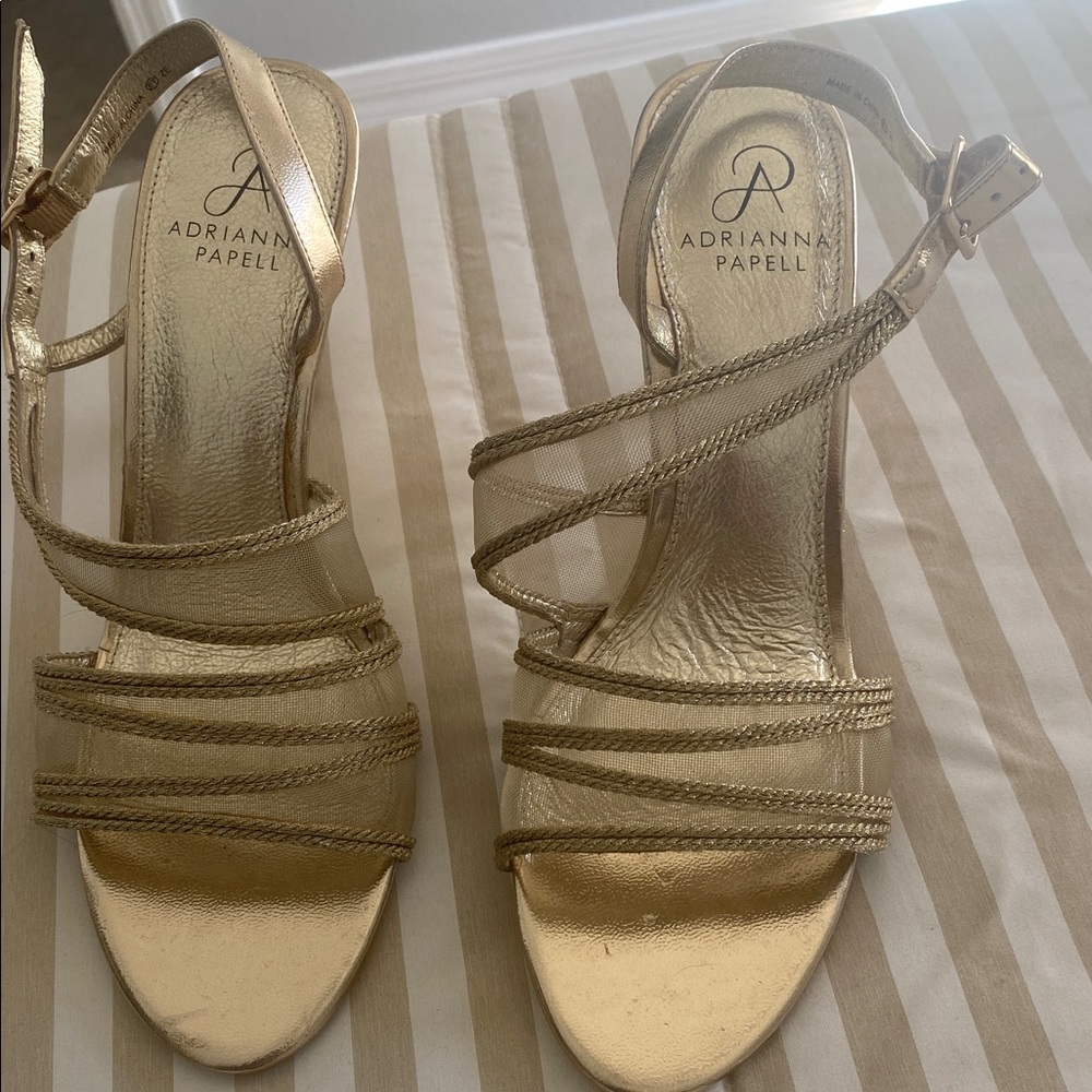 Adrianna Papell Metallic Gold Strappy Sandals